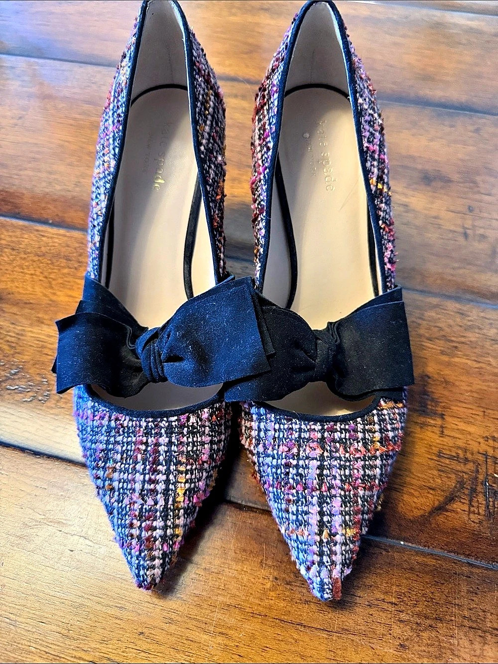 Kate Spade Pointed Toe Bow Heels in Pink & Black US 9M
